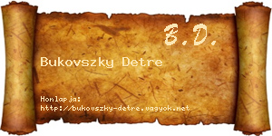 Bukovszky Detre névjegykártya